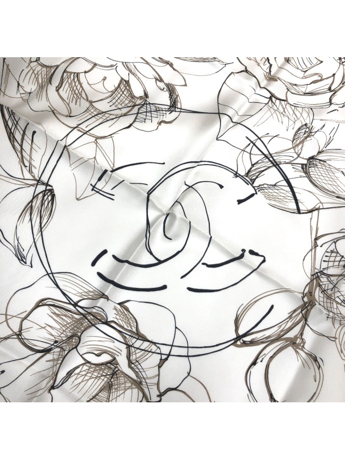 Camellia Sketch Silk Scarf